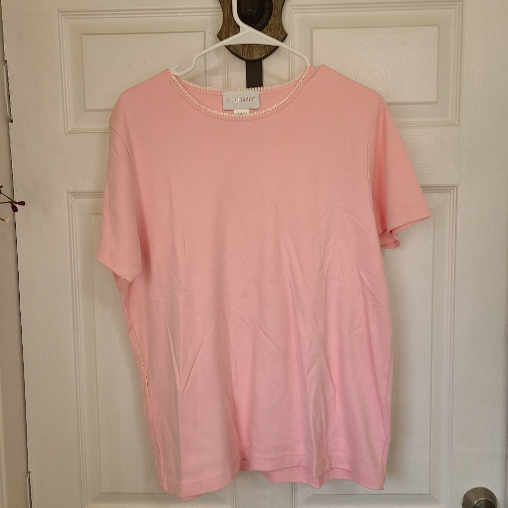 (450) Sport Savvy Woman's Activewear Blouse, Size: Large Color; Pink